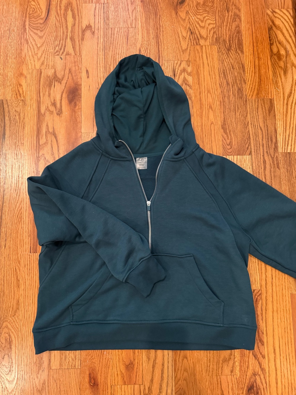 Danskin Dark Teal Zip-Up Hoodie with Silver Zipper